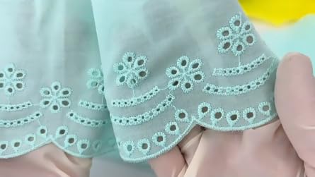 3 Yards 10cm Eyelet Lace Trim White Cotton Lace Ribbon Embroidery Fan-Shaped Lace for Sewing Clothing, Sofa, Baby Clothes, Pets Clothes DIY (Wathet Blue) - color: Wathet blue