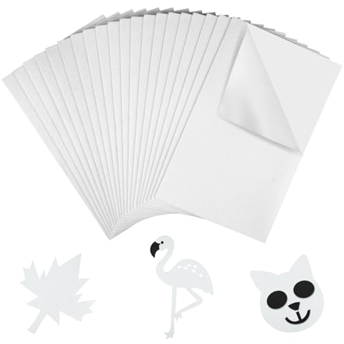 NACHLYNN 11Pcs Self Adhesive Felt Fabric Sheets 7"x11.5" /18x29cm Sticky Back Felt Fabric for Crafts Art Project DIY Sewing Patchwork Decoration (White) - color: White
