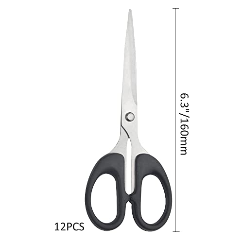 12Pack 6.3Inch Sewing Scissors Yarn Thread Craft Scissors Small Snips Trimming Nipper for Home Office School DIY Projects (Black)