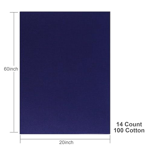 Aida Cloth 14 Count Cross Stitch Fabric,20×60inch (14CT,Dark Blue) - color: Dark Blue, size: 14CT