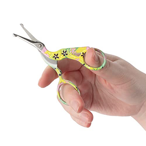 JubileeYarn TSA Compliant Rounded Embroidery Craft Stainless Steel Stork Scissors - Small Yellow - 1 Unit - color: Small Stork Yellow, size: 1 Unit