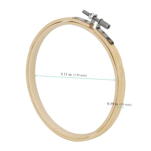 SENJEOK 20 PCS 5 Inch Bamboo Embroidery Hoop, Adjustable Cross Stitch Circle Ring for Craft Sewing, DIY Project, Decoration