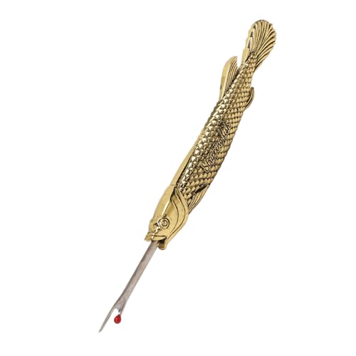 Keenso Multifunctional Sewing Seam Ripper Retro Zinc Alloy and Steel Scissor Tool for Fabric Cutting and Tag Removal, for Needlework Enthusiasts (Gold) - color: Gold