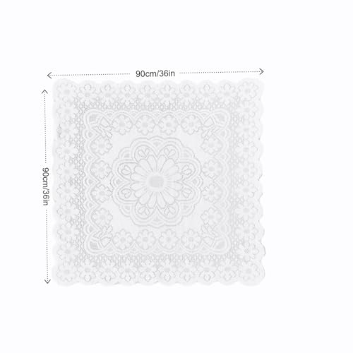 Square lace Tablecloth 35 X 35 Inch， Off White Lace Tablecloths, Elegant Floral Crochet Table Cover, Hollow Out Sheer Lace Table Topper for Coffee Table, End Table, Home Wedding Party Decor - size: 35" x 35" (Square)