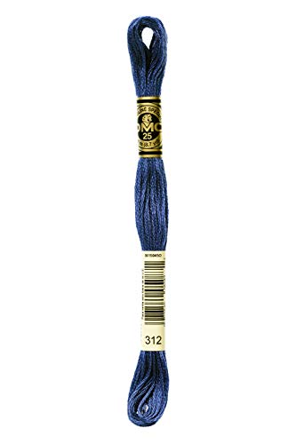 DMC 117-312 Mouline Stranded Cotton Six Strand Embroidery Floss Thread, Dark Baby Blue, 8.7-Yard