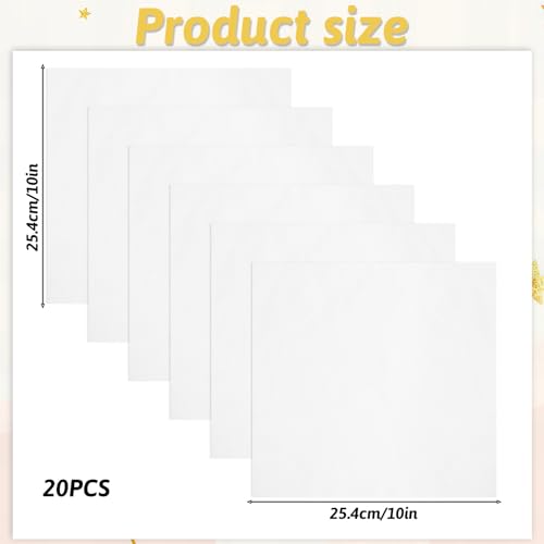 20 Pcs 10 x 10 Inch Cotton Fabric Bundle Squares Pre-Cut White Cotton Fabric Squares Solid Color Quilting Fabrics Bundles Cottons Embroidery Quilting Cloth for Sewing Making Quilts for Craft Lov