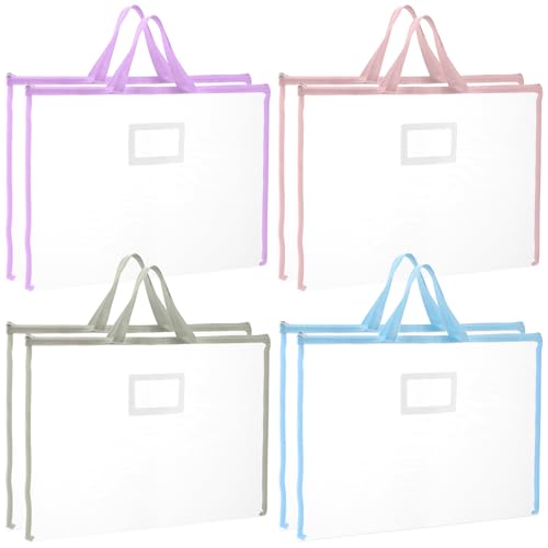 8 Pcs Sew Project Bags 18 x 13 Inch Quilting Craft Organizer Storage Bags with Handle and Pocket Large Sew Quilting Mesh for Quilters Knitting Stitching Crafter