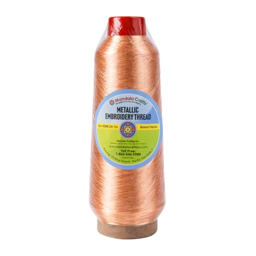 Mandala Crafts Metallic Copper Embroidery Floss for Sewing, 3281 Yard Spool - color: Copper, size: 3000M 3281 Yard
