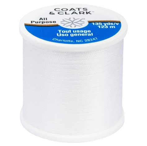 Coats & Clark 2 Pack - 1 Black and 1 White Dual Duty All Purpose Thread - 135 Yards Each Spool - Bundled with 25 Assorted Hand Needles and Needle Threader