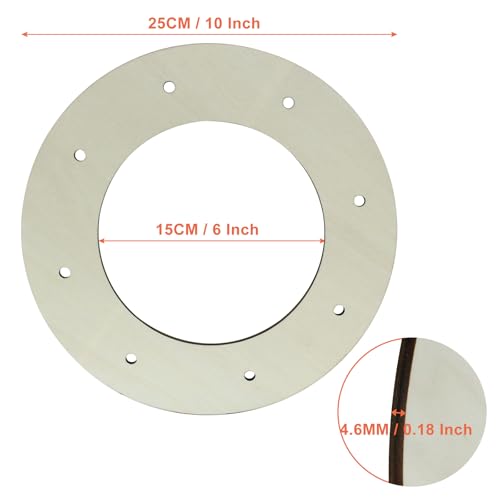 Hitefu 10 Inch Wooden Wreath Form, 6 Packs, 5mm Thickness - style: 10 In