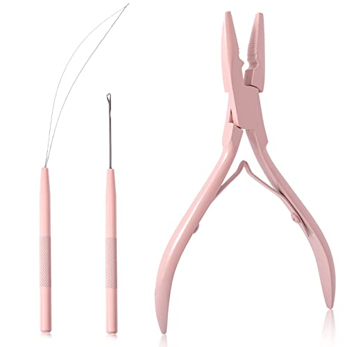 NEWISHTOOL Micro Links Hair Extensions Kit, Hair Extension Pliers for Beads - color: Pink