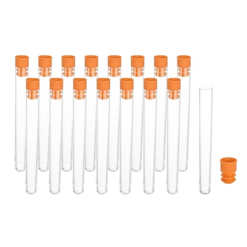 PATIKIL 3.9" Length Plastic Sewing Needle Storage Holder, 16 Pcs Portable Embroidery Needle Clear Pin Toothpick Storage Tubes Case for Craft Knitting, Orange - color: Orange, size: 3.9"