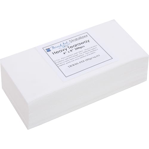 Threadart Tearaway Embroidery Stabilizer | Heavy Weight 4" x 8" 200 Precut Sheets - size: HEAVY TEAR-AWAY 4"X8" SHEETS