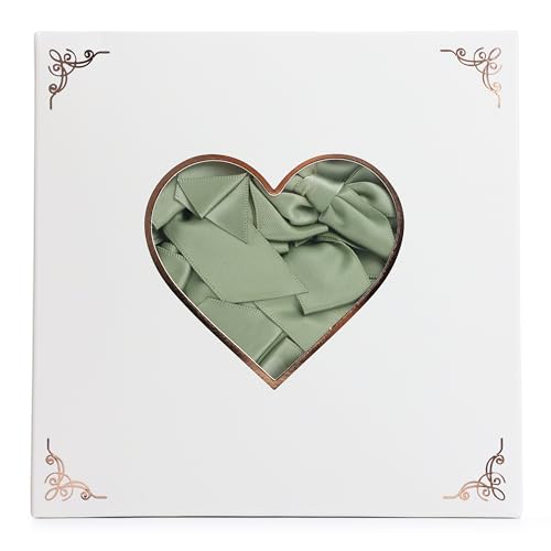 Self Adhesive Sage Green Satin Ribbon Bows for Crafts 3", 50 Pack - color: Sage Green