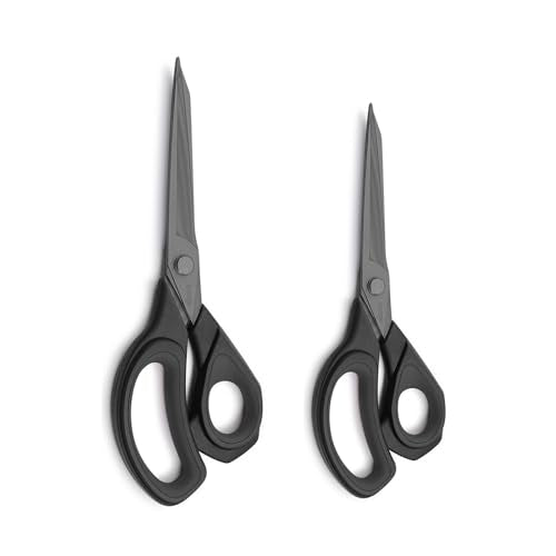 LIVINGO Fabric Scissors 2 Pack Heavy Duty Sewing Shears Titanium - color: Black