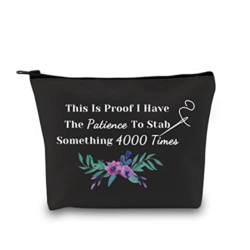 GJTIM Cross Stitch Gift Cross Stitch Project Bag This Is Proof I Stab Something 4000 Times Sewing Project Bag - color: Sth. 4000 Times Black
