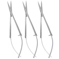 Micro Scissor 4.5” Straight Set of 3 Premium Stainless Steel Extra Sharp Tip Eyebrow Trimming Scissor Stitch Cutting for Grooming Sewing Arts & Craft Spring Action Embroidery Scissors.