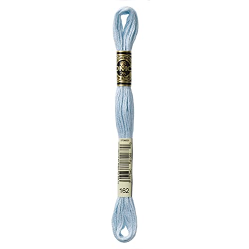 DMC 117-162 Mouline Stranded Cotton Six Strand Embroidery Floss Thread, Light Blue, 8.7-Yard