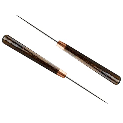 2 Pcs Leather Scratch Awls Tool, Sewing Awl Tool with Wooden Handle