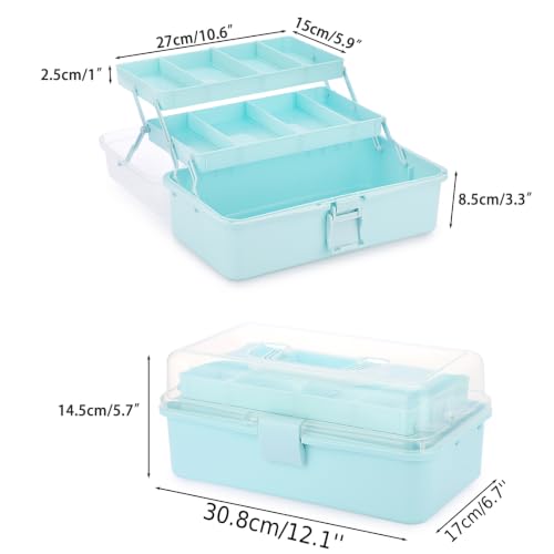 BTSKY 3-Layer Plastic Dividing Storage Box Craft Organizer and Storage - color: Blue