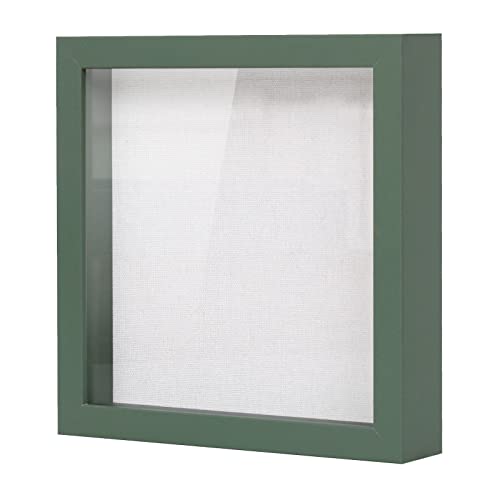 Muzilife 8x8 Small Shadow Box Wood Picture Frame, Tempered Glass, Green - color: Green, size: 8x8