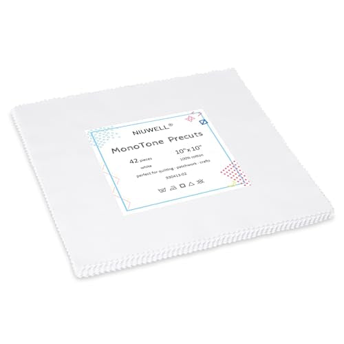 Pre-Cut Cotton Fabric Squares (42pcs 10'' White) - color: 42pcs 10'' White