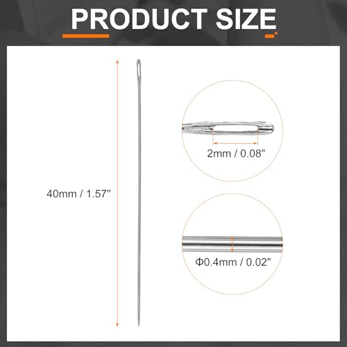 HARFINGTON 25pcs Sewing Needles 0.4mm Diameter 40mm (1.57") Long Ultra-Thin Stainless Steel Hand Embroidery Bead Needles for Jewelry Making DIY Crafts - size: 0.4mm Dia + 40mm Length