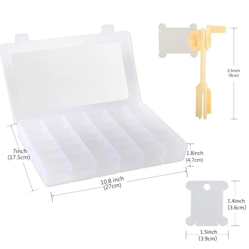 Epesl Embroidery Floss Organizer Box Tools - Bobbin Winder, 1 Removable 36 Compartments with 120 Floss Bobbins and Stickers for Craft DIY Cross Stitch Thread Sewing Bead Jewelry Diamonds Storage