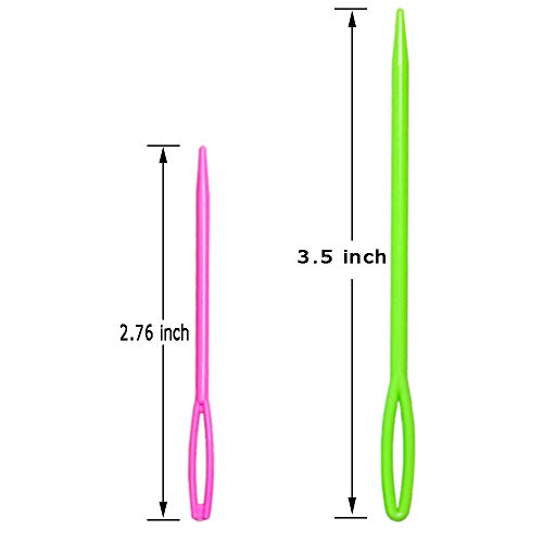 Hekisn Large-Eye Plastic Sewing Needles, 20 Pieces Colorful Safety Lacing Needles, 2 Different Sizes Yarn Sewing Needle, Learning Needles for DIY Sewing Handmade Crafts，3.5 &2.76 inch (20 Pieces) - size: 20 Pieces