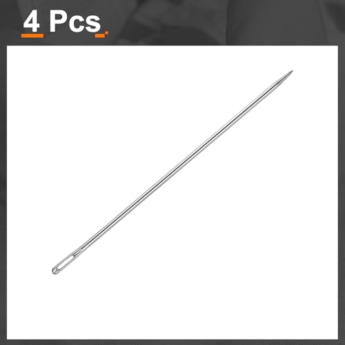 HARFINGTON 4pcs Upholstery Needles 3mm Diameter 150mm (5.91") Extra Long Large Eye Stitching Sewing Straight Hand Needles Stainless Steel for Leather Tapestry Embroidery Tufting Webbing - size: 150mm