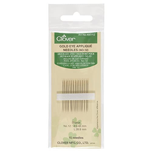 Clover Gold Eye Applique Needles - Size 12 - size: 1 Count (Pack of 1)