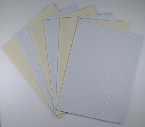 KCS 6 pc of 12" x 18"(30cmx45cm) 14CT Counted Cotton Aida Cloth Cross Stitch Fabric (Cream+White Opal) - color: Cream+white Opal