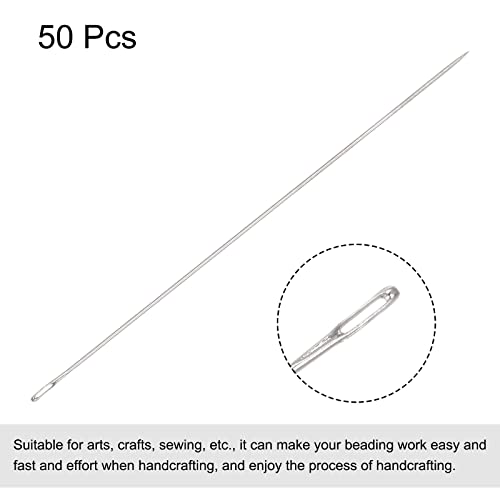uxcell 50Pcs Beading Needles Fine Thin Long Straight Sewing Embroidery Threads Stainless Steel 3.15 Inch 0.4mm Wire Diameter - size: 80mmx0.4mm