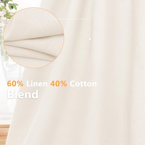 NSGZ White Linen Cotton Fabric Half Yard 61" Wide, Linen Cotton Blend - color: White, size: Half Yard