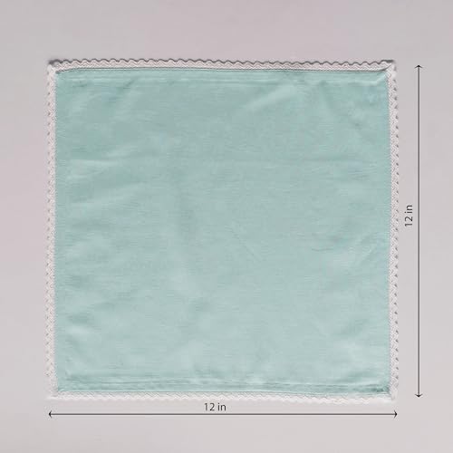 FINGERCRAFT Lace Cloth Napkins, Cotton Linen, 12 Pack, 20x20 Inch, Aqua - color: Aqua, size: 12" x 12" (Set of 12)