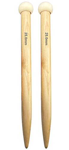 Weabetfu Large Size Bamboo Knitting Needle Straight Single Pointed Thick Knit Needles 10-inch Length Jumbo Knitting Needles for Huge Chunky Yarn Handmade DIY Knitting,US Size 36(20mm) - size: 20mm(S)