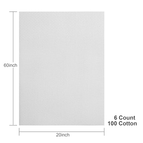 Aida Cloth 6 Count Cross Stitch Fabric,20×60inch (6CT,White) - color: White, size: 6CT