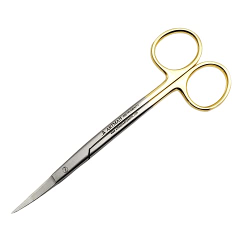 LaGrange Double Curved Tungsten Carbide Inserts Gold Plated Handle Scissors 5.5 Inch | Dental ENT Eye Derma Embroidery Applique for Machine Embroidery & Fabric Stitches (Pack of 2) - size: 5.5 Inches (Pack of 2)