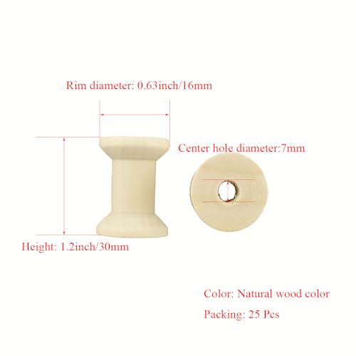 HAHIYO 1.2Inch/3cm 25PCs Natural Wood Spool Unfinished Wooden Thread Spool for Crafts & DIY Art Education - color: Wood Color, size: 1.2Inch-25P
