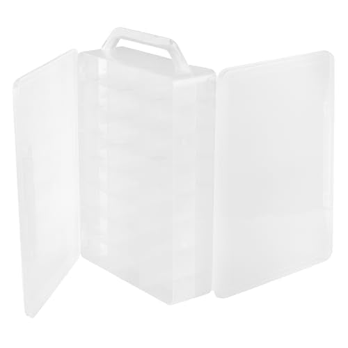 2 PCS 46 Grids Sewing Organizer, Clear Compartment Thread Box Storage, Small Double Sided Plastic Organizer Box for Embroidery Floss Sewing Threads Needles, Spools of Thread