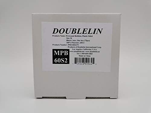 DOUBLELIN MPB-60S2 Prewound Bobbins, Size M, Black, 75 pcs - color: 60S/2 Black