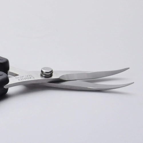 CANARY Spring Loaded Craft Scissors 6.3" [Curved Sharp Tips], Made in JAPAN, Razor Sharp Japanese Stainless Steel Blade, Black - size: Spring (Sharp -Curved-)