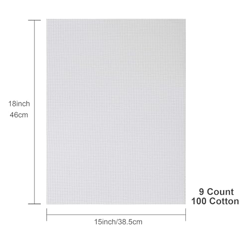 Aida Cloth 9 Count Cross Stitch Fabric,15×18inch,Rolled,3Pcs (9CT,White) - color: White, size: 9CT