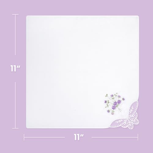 Selected Hanky Women's Cotton Handkerchiefs, Ladies Hankies, Purple Floral - color: Purple Floral