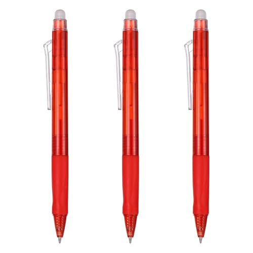 PATIKIL 3pcs Erasable Gel Pens 0.5mm Fine Point Retractable Heat Dark Red - color: Dark Red