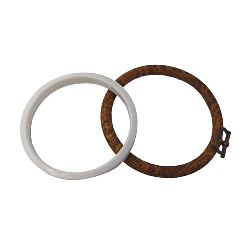 PDETVEO 4PCS 103mm/4Inch Round Embroidery Hoops, Mini Display Frame Circle Cross Stitch Ring Set, Imitated Wood Craft Hoops for DIY Ornaments, Sewing Projects - style: 103mm/4Inch
