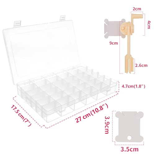 Embroidery Floss Organizer Cross Stitch Thread Organizer-Bobbin Winder 1 Removable 36 Compartments with 150 Floss Bobbins and 2 Pieces Numbered Stickers for Craft DIY Embroidery