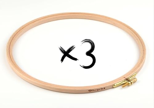 Nurge 3 Pcs 9 Inch Premium Beech Wood Gold Clasp Embroidery Hoop 8mm/0.3" Thickness (250mm = 9.84'' ~Approx 9") (3 Pcs * 9") - style: 3 Pcs * 9"