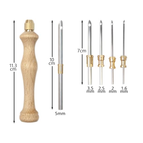 Lampstop Punch Needle Kit 1.6mm-2mm-2.5mm-3.5mm-5mm Metal Tubes Wooden Punch Needle Tool for Beginner Embroidery Floss Cross Stitching