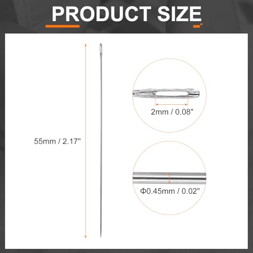 HARFINGTON 30pcs Sewing Needles 0.45mm Diameter 55mm (2.17") Long Ultra-Thin Stainless Steel Hand Embroidery Bead Needles for Jewelry Making DIY Crafts